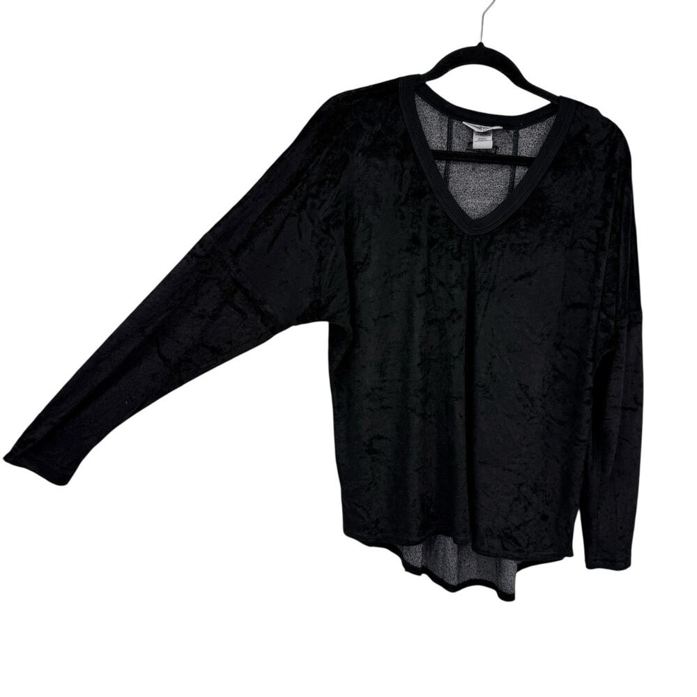 Hard Tail Forever Top Medium Black Velour High Low Pullover Cozy Soft